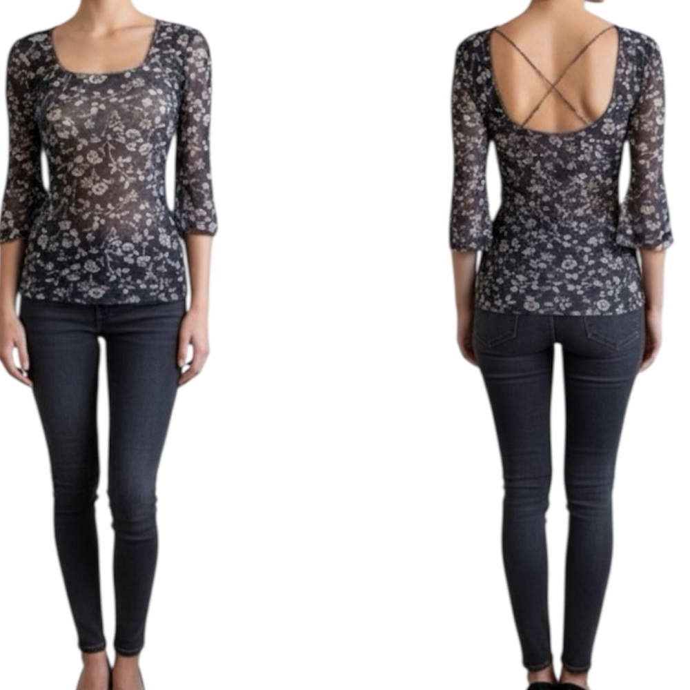 Intimately Free People Grey Pink Lace Floral Sz S